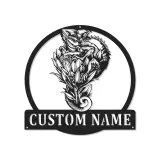 Personalisierte LED-Metall-Wandkunst mit Chamäleon und Blumen – einzigartiges Geschenk für Naturliebhaber, Wohn- oder Gartendeko