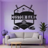 Insegna da golf personalizzata con luce LED | Arte con nome in metallo su misura per parete | Decorazione per home bar e sala giochi | Regalo per golfista