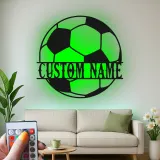 Décoration murale en métal personnalisée pour fans de football avec rétroéclairage LED