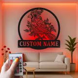 Personalisierte Vogel LED Licht Metall-Wandkunst – Geschenk für Naturfreunde, Schlafzimmer oder Wohnzimmer Dekor