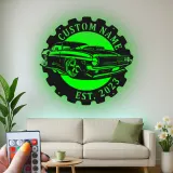 Personalisierte Muscle Car Metallschild | LED-beleuchtete Garagen Dekoration | Individuelle Man Cave Kunst | Vintage Auto-Enthusiasten Geschenk