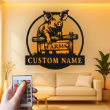 Cartel de metal LED de granja de cerdos personalizado Regalo para agricultores Decoración rústica de granja