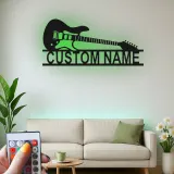 Letrero LED de guitarra personalizado | Decoración mural de metal personalizada para sala de música | Decoración retroiluminada con nombre para músico y regalo para guitarrista