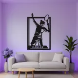 Personalized Tennis Player Metal Wall Art | Custom LED Name Sign for Game Room | Athlete Silhouette Decor