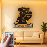 Custom Schnauzer LED Sign | Personalized Metal Pet Portrait | Modern Dog Lover Wall Art for Home