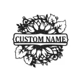 Insegna in Metallo Girasole Personalizzata | Arte da Parete Floreale LED Personalizzata | Targa con Nome per Decorazione della Casa | Regalo per Inaugurazione della Casa Boho