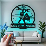Custom Electrician Led Light Metal Wall Art Personalized Gift for Electricians Workshop or Garage Decor