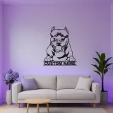 Custom Pit Bull LED Metal Sign | Personalized Dog Silhouette Decor | Pet Memorial Wall Art | Unique Gift for Dog Lovers