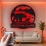 Cartel de metal LED Familia de Osos personalizado Regalo de naturaleza para familias Decoración de cabaña o sala