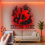Personalisierte Metall-Wandkunst mit LED-Beleuchtung für den Weihnachtsmann