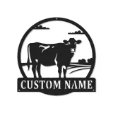 Décoration murale en métal LED personnalisée de vache - Cadeau de ferme rustique - Décor de grange pour amoureux des animaux