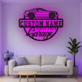 Custom Muscle Car Led Light Metal Wall Art Personalized Garage Gift for Car Enthusiasts Man Cave Decor 3