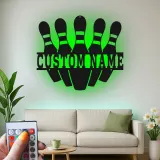 Insegna in metallo LED personalizzata con birilli da bowling - Regalo per appassionati di bowling e decorazione per sala giochi 2