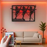 Personalisierte LED-Metall-Wandkunst mit Tänzer-Trio – Geschenk für Tanzliebhaber, Studio- oder Schlafzimmerdeko