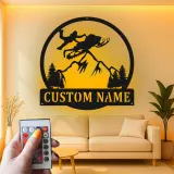 Personalized Snowmobile Sign | LED Metal Wall Art for Man Cave | Custom Rider Name Plaque | Extreme Sports Decor
