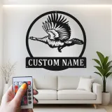 Insegna personalizzata con oca selvatica | Decorazione murale in metallo LED | Decorazione personalizzata per la caccia agli uccelli, regalo per baita e lodge