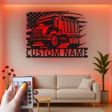Cartel de metal LED de camión volquete personalizado, regalo para camioneros, decoración para garaje o cueva de hombre