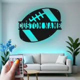 Cartel LED de Fútbol Personalizado | Arte Mural de Metal con Nombre del Jugador Personalizado | Decoración para Sala de Juegos | Regalo para Fanático del Deporte