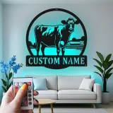Insegna in metallo LED personalizzata Fattoria di Mucche - Regalo per Agricoltori, Decorazione Rustica per Fienile 2