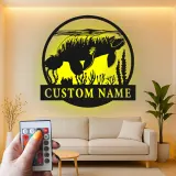 Arte mural de metal de manatí con LED | Cartel de nombre de vaca marina personalizado | Decoración náutica para casa de playa | Regalo de manatí de Florida