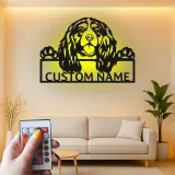 Cartel de metal LED personalizado de Cocker Spaniel - Regalo para amantes de los perros - Decoración para el salón