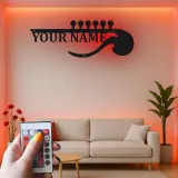 Letrero LED de guitarra personalizado | Decoración mural de metal personalizada para sala de música | Decoración con nombre para músico | Regalo para guitarrista
