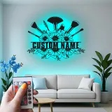 Panneau maquilleuse sur mesure | Décoration murale florale LED en métal | Décor personnalisé pour salon de beauté | Logo coiffeuse