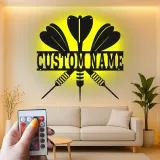 Insegna in metallo LED personalizzata per dartboard regalo per appassionati di freccette decorazione per sala giochi