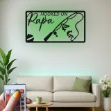 Personalisierte Fischer-Geschenk | Individuelles LED-Metallschild mit Namen | Dekoration für das Ferienhaus von Papa & Opa | Hooked on Papa-Schild