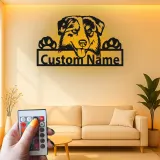 Décoration murale en métal personnalisée Berger Australien avec Rétroéclairage - Cadeau pour Amoureux des Chiens
