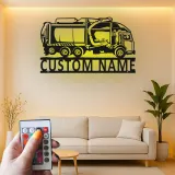 Garbage Truck LED Metal Sign | Personalized Sanitation Worker Gift | Custom Waste Management Wall Art