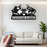 Cartel de metal personalizado con luz LED de ciervo, regalo personalizado para cazadores, decoración rústica de cabaña