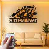 Insegna in metallo LED personalizzata per escavatore - Regalo per lui, decorazione per garage o laboratorio 2