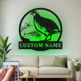 Décoration murale en métal personnalisée avec caille et rétroéclairage LED - Cadeau pour amoureux des oiseaux, décoration rustique de ferme