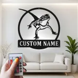 Custom Bearded Dragon Led Light Metal Wall Art Personalized Reptile Lover Gift Unique Bedroom Decor