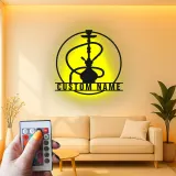 Insegna LED per Hookah Personalizzata | Insegna in Metallo per Lounge Shisha | Decorazione per Bar e Regalo Unico per Fumatore