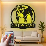 Cartel de metal LED personalizado de Bulldog, regalo para amantes de los perros, decoración para la sala de estar o área de mascotas
