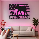 Décoration murale en métal personnalisée Elephant Family avec rétroéclairage, cadeau personnalisé pour les amoureux de la faune