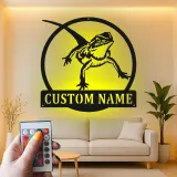 Custom Bearded Dragon Led Light Metal Wall Art Personalized Reptile Lover Gift Unique Bedroom Decor
