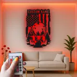 Décoration murale en métal personnalisée pour chasseurs de cerfs avec rétroéclairage LED - Cadeau personnalisé pour chasseurs - Décor de cabane rustique