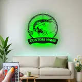 Cartel de Pesca Personalizado con LED | Arte Mural de Metal para Pescadores | Decoración para Casa de Campo y Cueva de Hombre