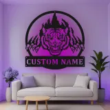 Décoration murale en métal LED personnalisée pour tigre - Cadeau pour les amoureux de la faune