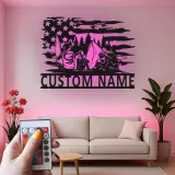 Insegna in metallo personalizzata per campeggio familiare - Luce LED - Regalo avventura all'aperto, decorazione rustica per cabin