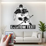 Personalisierte Hockey Wandkunst | Individuelles LED Metallschild für das Spielzimmer | Geschenk für Hockeyspieler