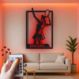 Insegna LED personalizzata per tennista | Arte murale in metallo su misura | Decor sportivo per la stanza | Regalo per atleta