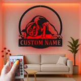 Insegna con Nome Personalizzato di Loris Lento | Arte Murale LED in Metallo | Decorazione per Nursery di Animali Selvatici | Regalo Esotico per Stanza dei Bambini