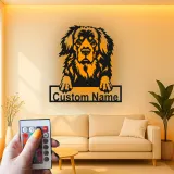 Custom Bernese Mountain Dog Led Light Metal Wall Art Personalized Dog Lover Gift Living Room Pet Decor
