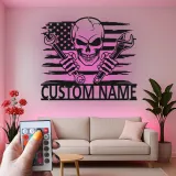 Insegna LED Meccanico Teschio | Arte in Metallo Personalizzata | Decorazione per Garage e Officina Auto | Regalo per Meccanico