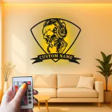 Gamer Skull LED Metal Wall Art | Personalized Name Sign for Gaming Room | Custom RGB Backlit Decor | Gift for Gamers