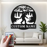 Custom Bigfoot Forest Led Light Metal Wall Art Unique Gift for Outdoor Enthusiasts Cabin or Man Cave Decor